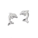 Childs Sterling Silver Dolphin Post Earrings